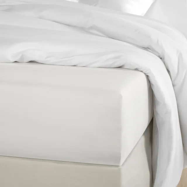 De Witte Lietaer Hoeslaken Olivia Off White - 90 x 200/220 x h 30 - Katoen Satijn