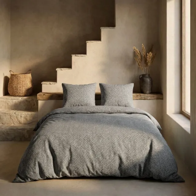 Dekbed-Discounter Presence Dekbedovertrek - Percale Katoen - Dubbele instopstrook - Wassen op 40 graden - Inclusief 2 kussenslopen - Stonewash Grey
