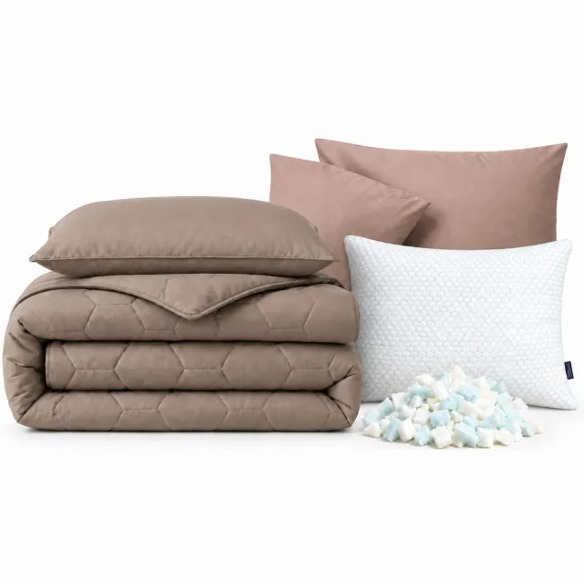 Dekbed-Discounter EazySleep Dekbed Zonder Overtrek 240 x 200 cm - Inclusief kussen en 4 kussenslopen - Wasbaar op 40 graden - Warmteklasse 2 - Mocha Mousse