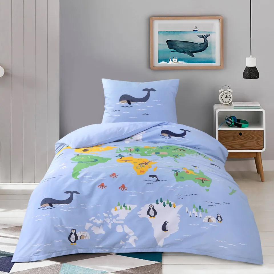 NOUS Kids katoenen dekbedovertrek kinderbed (120x150 cm) lichtblauw, foto 3