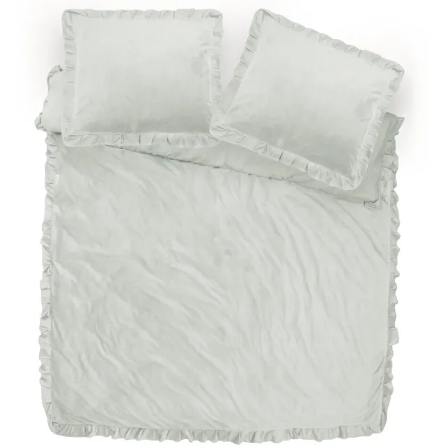 Y-not® Sleeptime dekbedovertrek Velvet Ruffles Cappuccino Wit 240 x 220 cm