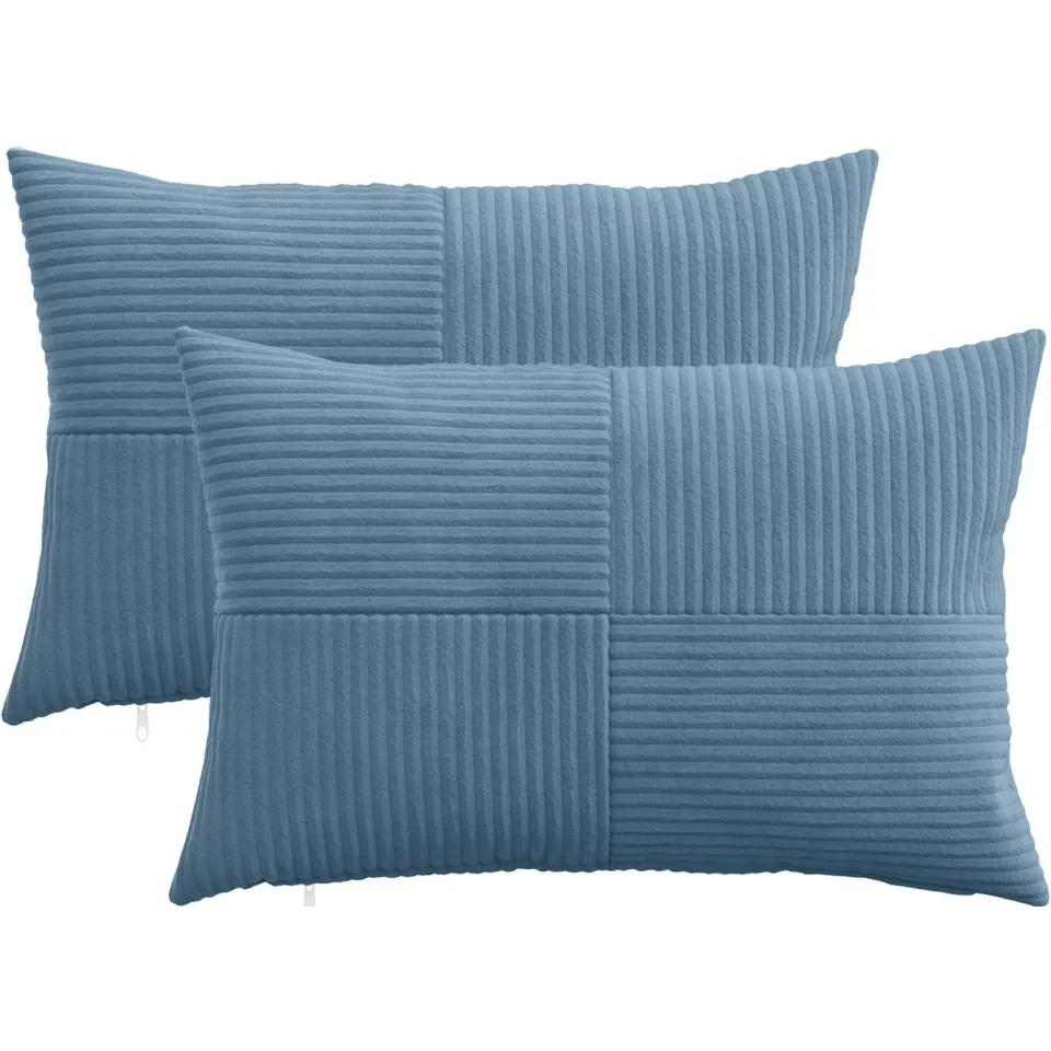 vidaXL Kussensloop 2 st ALMELO Blauw 30 x 50 cm corduroy, foto 3