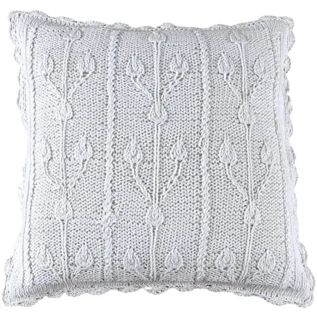 DeHome Decoratieve gebreide kussenhoes 40x40 cm - Wit