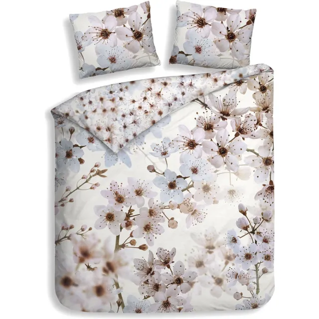 Heckett & Lane Heckettlane Dekbedovertrek Bamhi - Bedlinnen met Bloemen print - Wit - Dekbedhoes van Bamboe & Satijn