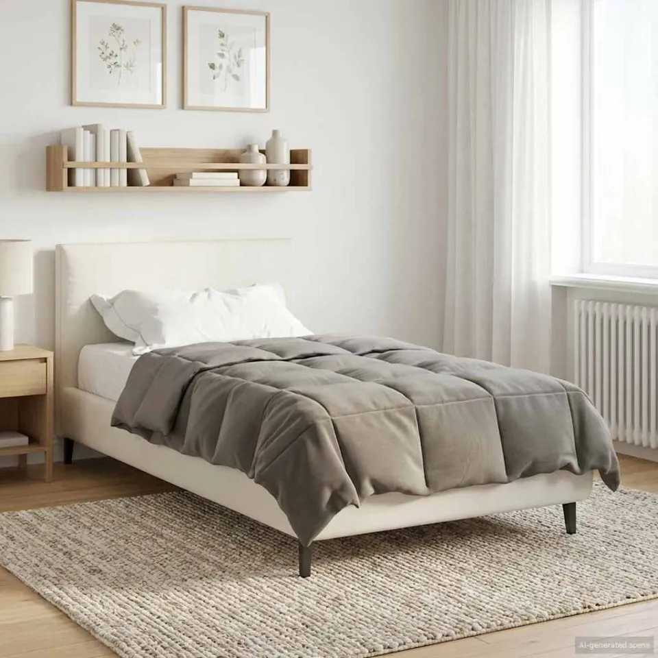 vidaXL Vol jaar dekbed 155 x 200 cm Microfiber (100% polyester) lichtgrijs, foto 4
