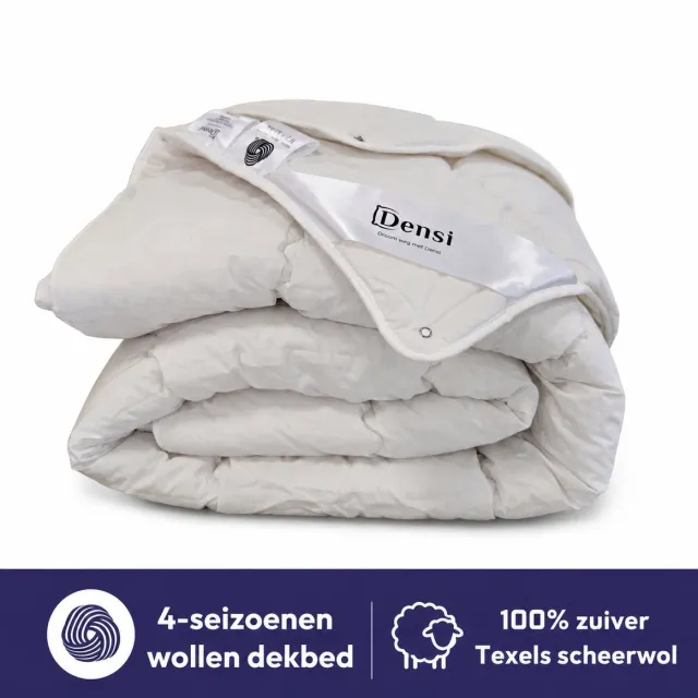 Densi 100% Texels Scheer Wol - Wollen Dekbed - 4-Seizoenen Dekbed - 240x220 cm - IWS Wolmerk - All Season wit