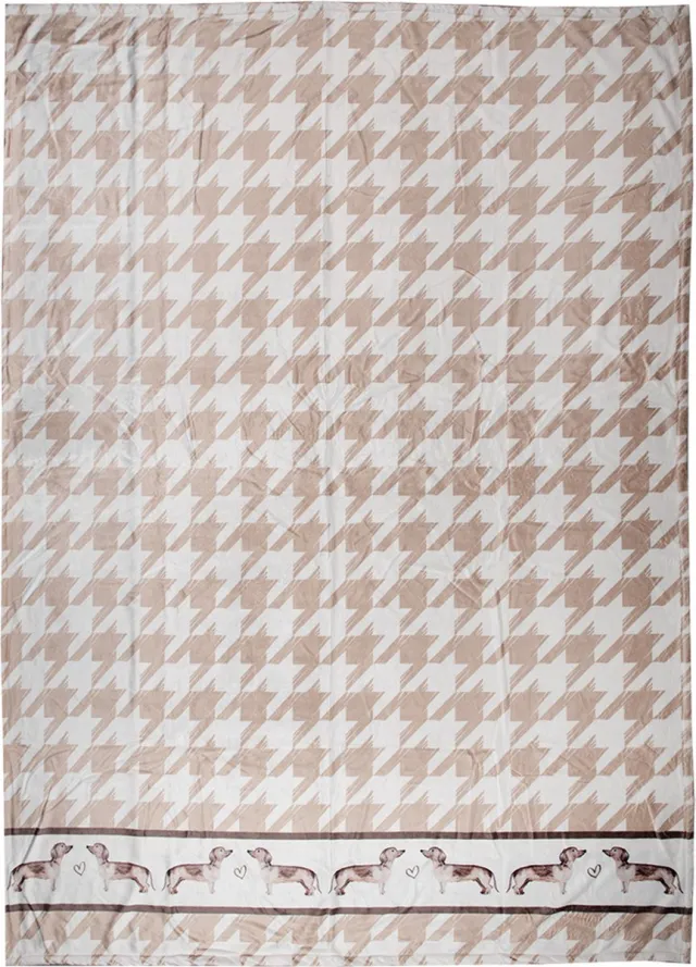 Clayre & Eef Plaid 130x170 cm Bruin Wit Polyester Teckels