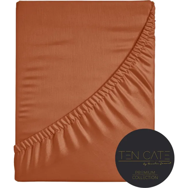 Ten Cate Premium Hoeslaken - Hoeslaken 90x200 - Hoeslakens - Katoensatijn - Geschikt voor boxspring en matras - Hoekhoogte 30cm - Elastiek Rondom - Strijkvrij - Terracotta - Indian Spice