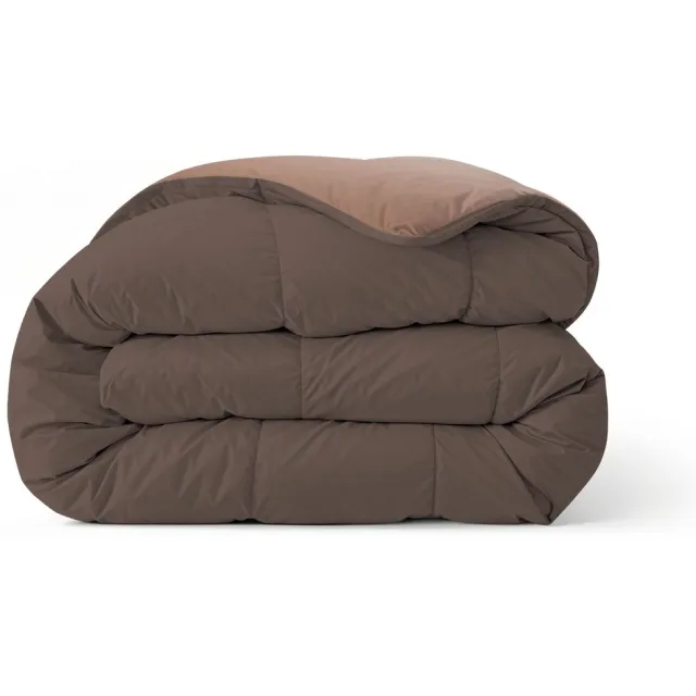 Zelesta Comfort Duo Dekbed zonder overtrek - Wasbaar Hoesloos dekbed - Met vaste overtrek - 2 in 1 - Chocolade bruin & Mokka - 200x200cm