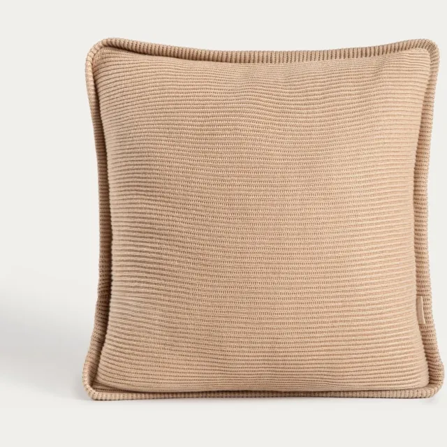 Homla Kussensloop | MARENA | effen beige met linnen-viscosemix en gebreide afwerking | 45x45 cm | 784330