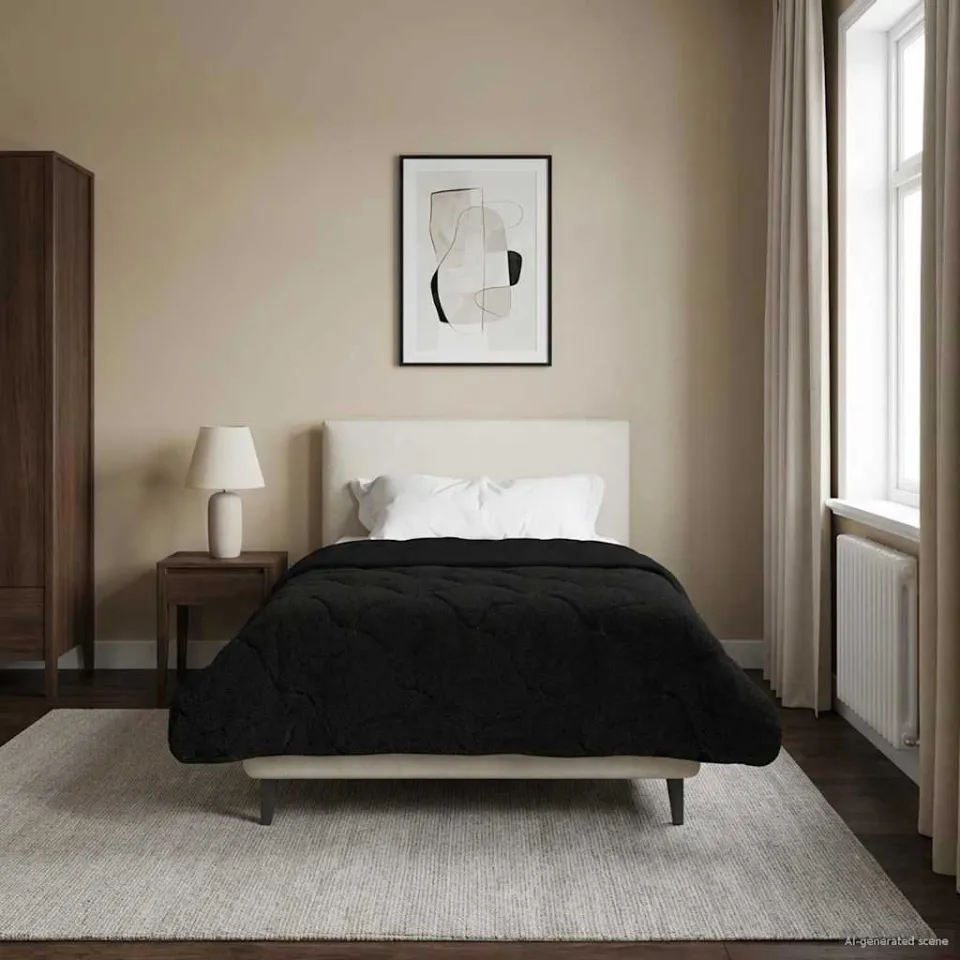 vidaXL Zomer Dekbed 135 x 200 cm Zomer Zwart Ademend, foto 4
