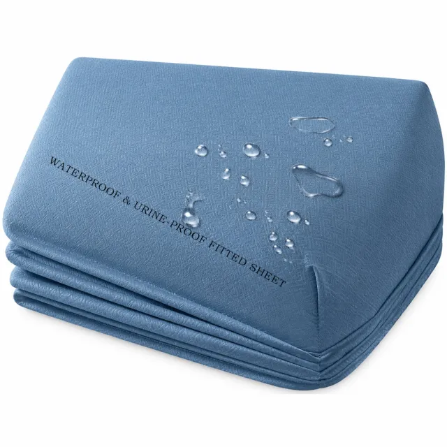 SWGOTA Waterdichte matrasbeschermer in hoeslakenmodel, 200 x 220 cm, blauw, geborstelde stof, voor matrassen tot 30 cm hoog, 1 stuk