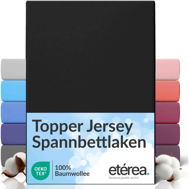 etérea Himmlische Qualität etérea Topper Jersey Hoeslaken 100x200 - 120x200 cm Oekotex Made in Green - 100% katoen - Zwart