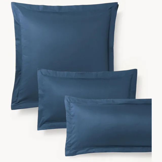 Westwing Collection Katoensatijnen kussenhoes Premium Blauw