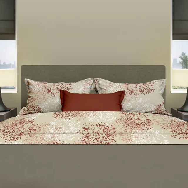 Romanette Lakenset FLANEL Calanche Beige-terra incl kussenslopen grijs