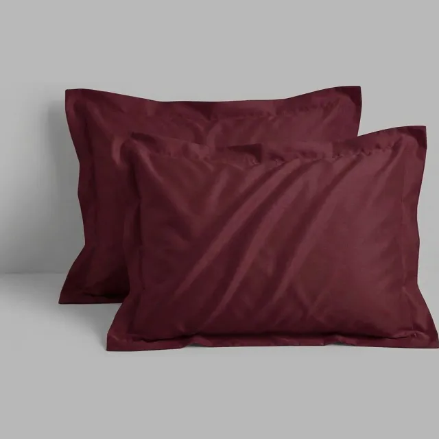 Dreamers Den Linea - Kussenslopen met Volant - Katoen Satijn - 450 TC - 2x - 45x65 - Bordeaux