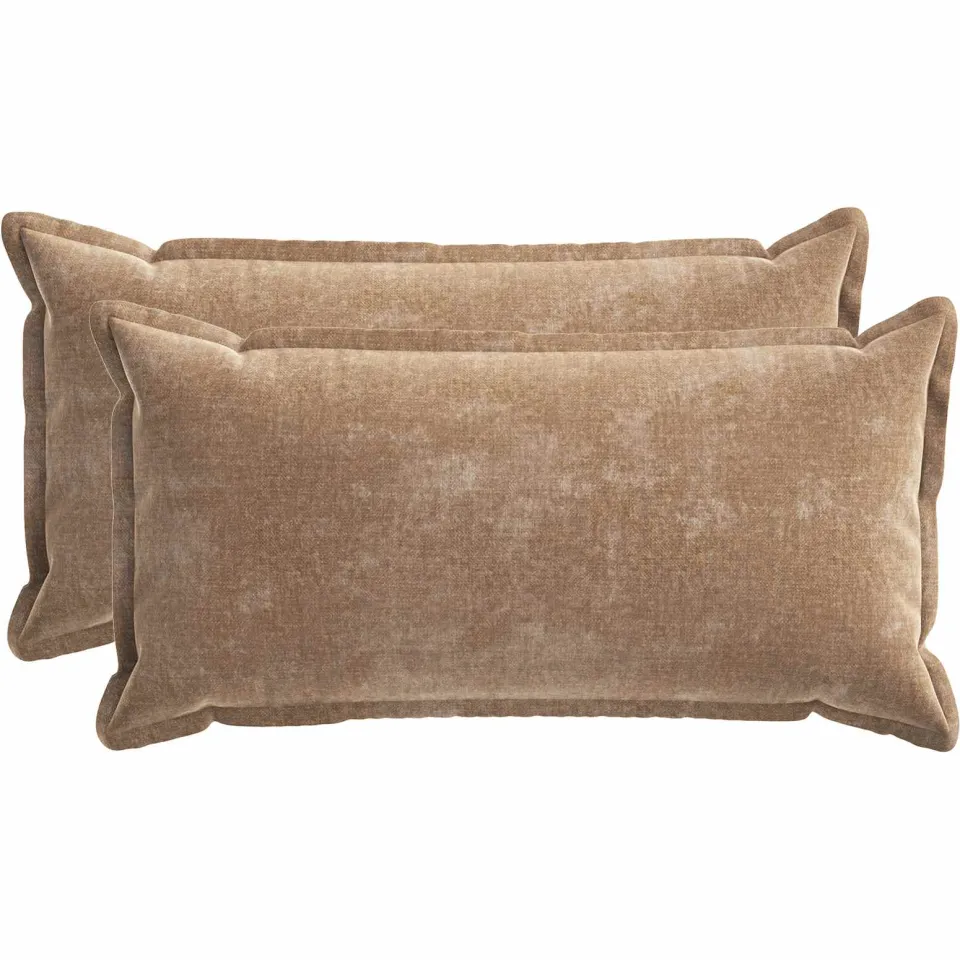 vidaXL Kussensloop 2 st HOUTEN Bruin 40 x 80 cm Chenille Stof, foto 3