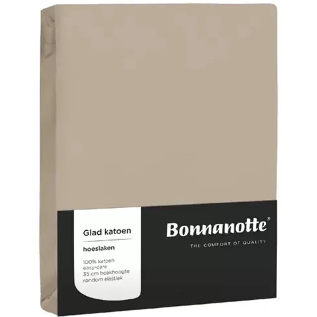 Bonnanotte Hoeslaken Katoen Kiezel 90x200 Taupe (Kiezel)