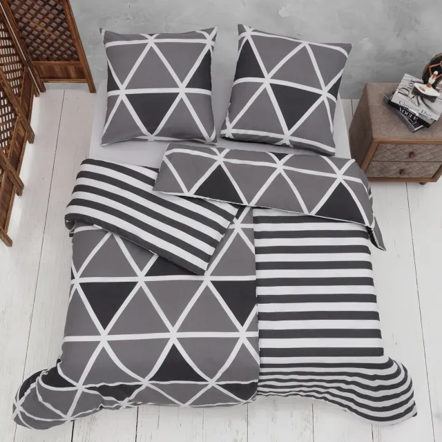 Riokem ® Stijlvolle Grijze Bedlinnen Set 135 x 200 cm - 4-Delig - Oeko-Tex Gecertificeerd grijs