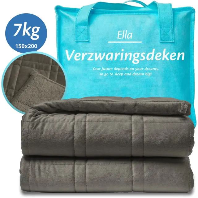 Ella Verzwaringsdeken 7 kg - Fluweel & Sherpa Fleece Zwaartedeken OEKO-TEX - Weighted Blanket 150 x 200cm - Verzwaarde Deken - Grijs 7kg