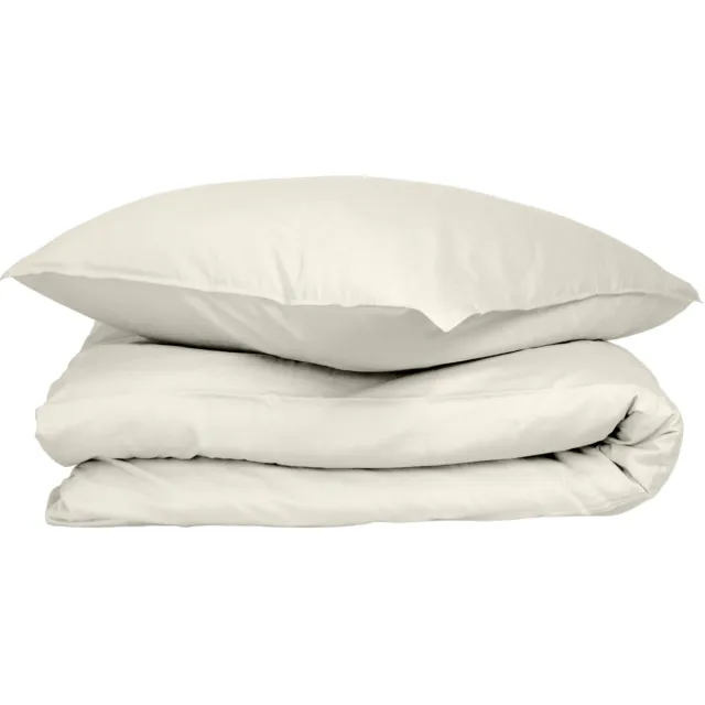 Wocha Dekbedovertrek Set - 100% Biologisch Katoen Satijn (300TC) - 140x200/220 - Naturel - Premium kwaliteit en duurzaam - Incl. 1 kussensloop