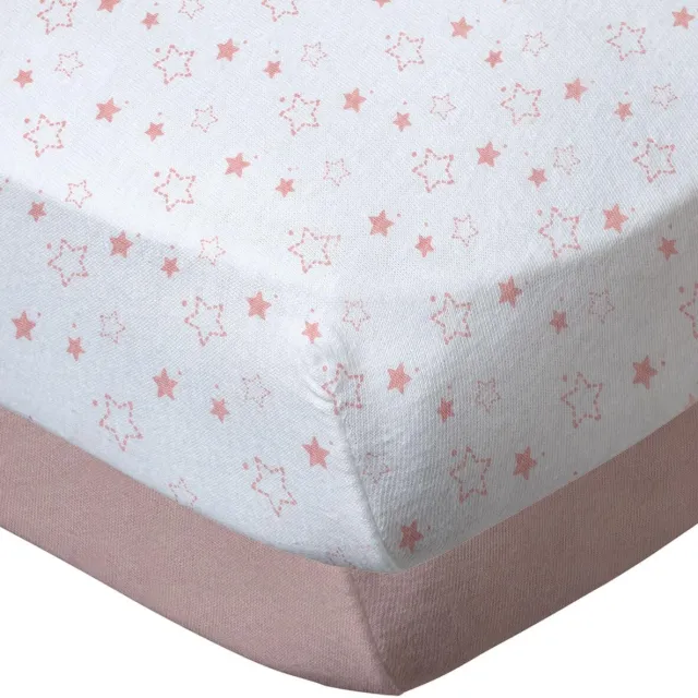 Ibenzoa Roze en Ster Hoeslakenset voor Babybed van , Set van 2 Stuks