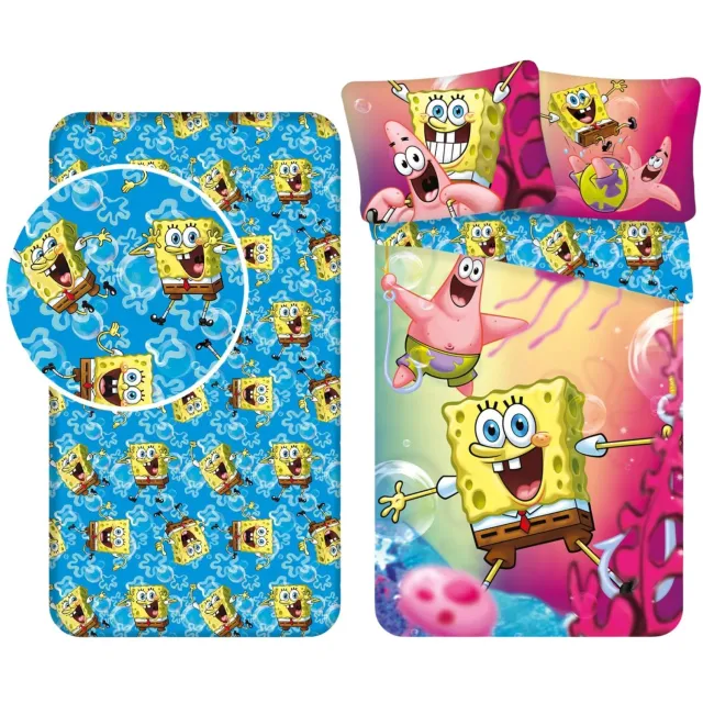 Spongebob slaapkamerset; dekbedovertrek en hoeslaken