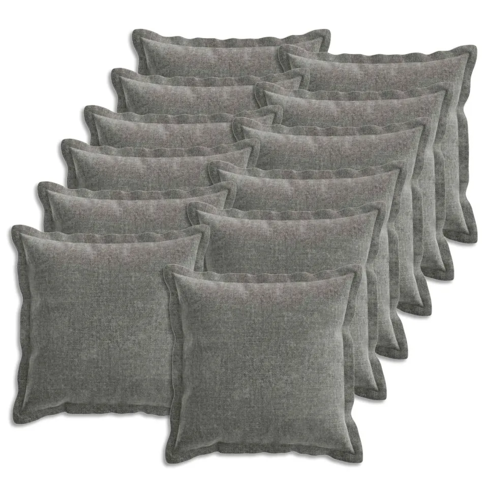 vidaXL Kussensloop 12 st HOUTEN Donkergrijs 40 x 40 cm Chenille Stof, foto 3