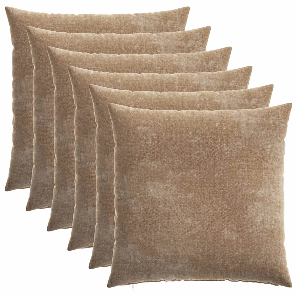 vidaXL Kussensloop 6 st HEERLEN Bruin 80 x 80 cm Chenille Stof