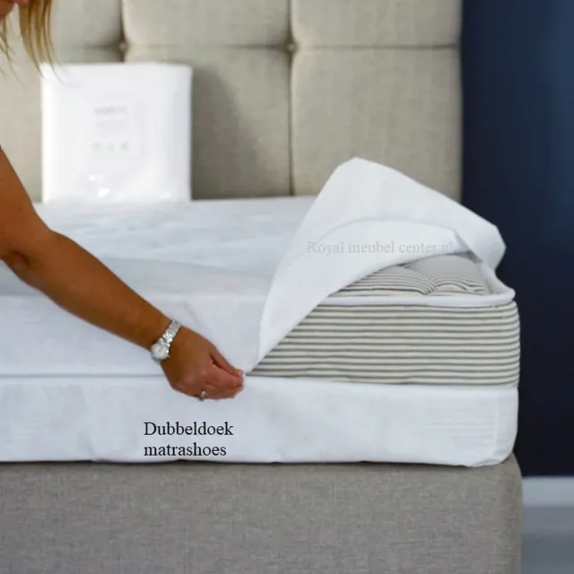 Royal meubel center.NL Matrashoes (Dubbeldoek tijk) 100x200 Dikte 24 cm Anti-allergische Wasbare hoes met rits Royalmeubelcenter.nl ® wit