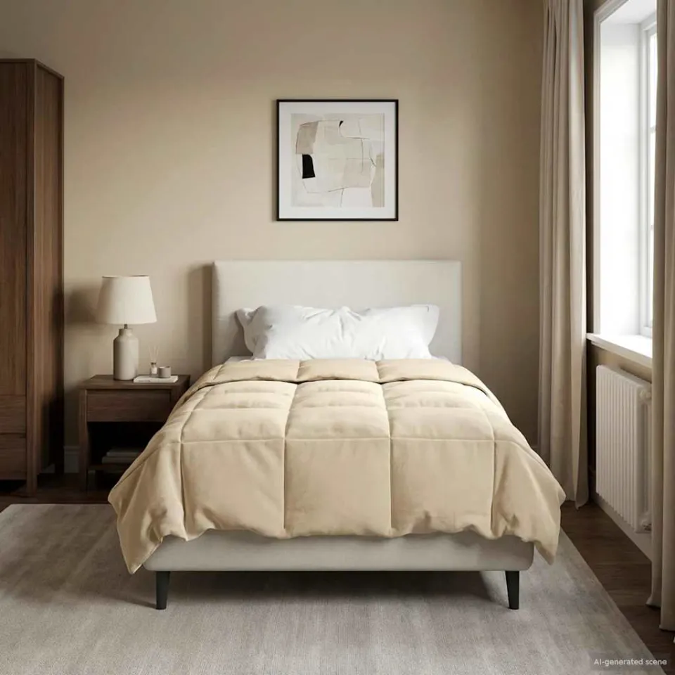 vidaXL Winter Dekbed 155 x 200 cm Winter Microfiber (100% polyester) crème, foto 4