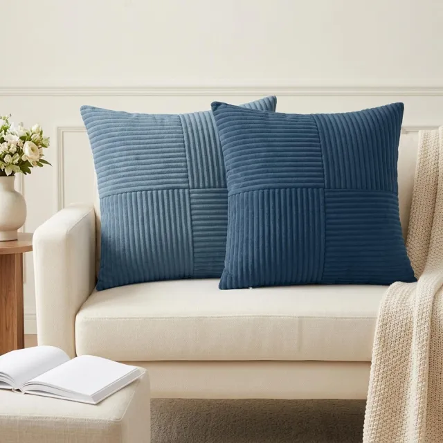 vidaXL Kussensloop 6 st ALMELO Blauw 50 x 50 cm corduroy