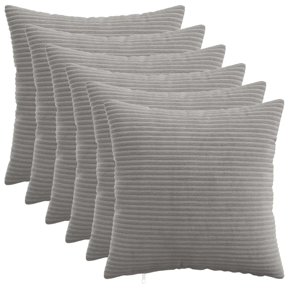 vidaXL Kussensloop 6 st HEERLEN Lichtgrijs 35 x 35 cm corduroy, foto 3