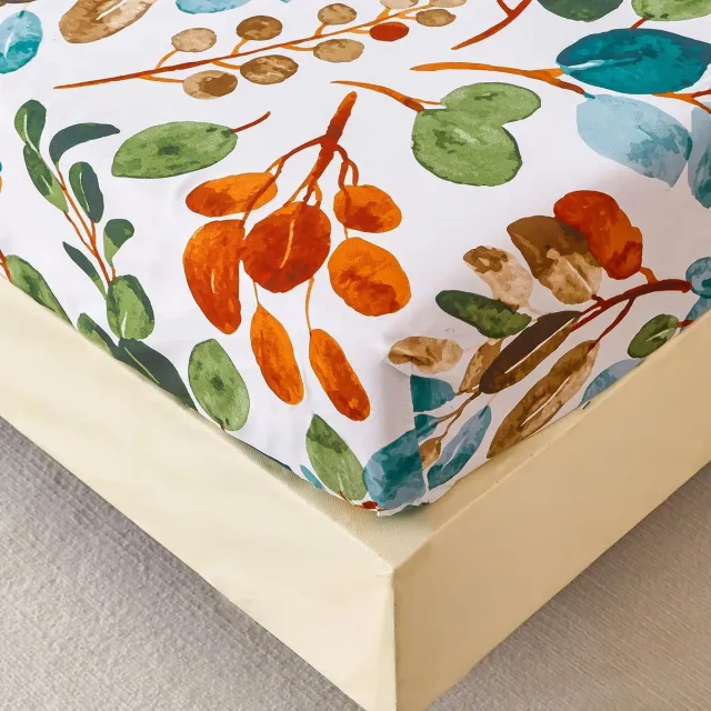 Ibenzoa Zachte Polyester Microvezel Hoeslaken 160x200 cm Groen met Voorjaarsmotief - Geschikt voor Matrassen tot 30 cm Hoogte