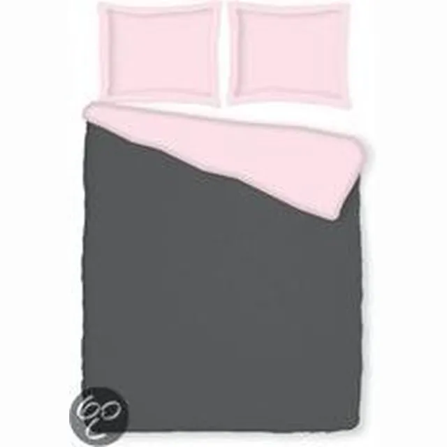 Romanette Dekbedovertrek Romanette flanel Comtesse - Antraciet/roze - 1-persoons (140x200/220 cm + 1 sloop)