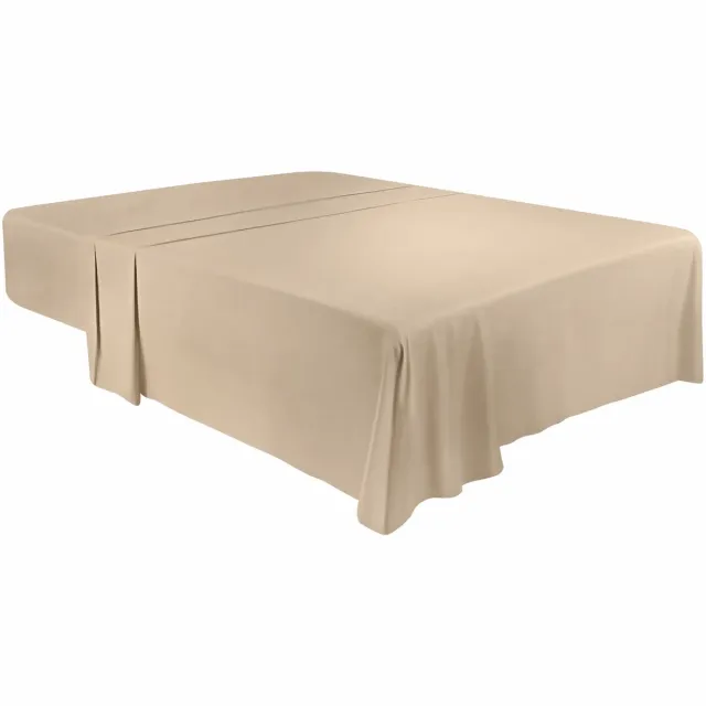 Ibenzoa Bedlaken zonder elastiek, laken , laken voor bed , plat blad van zachte geborstelde microvezel, beige
