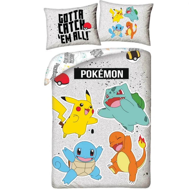 Pokémon Dekbedovertrek Charmander - Eenpersoons - 140 x 200 + 70 x 90 cm - Polyester Grijs