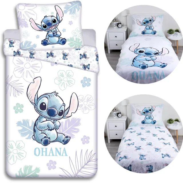 Disney Stitch Katoenen dubbelzijdig kinderbeddengoed, voor meisjes, ritssluiting, 100% katoen, 140x200cm OEKO-TEX Stitch Wit
