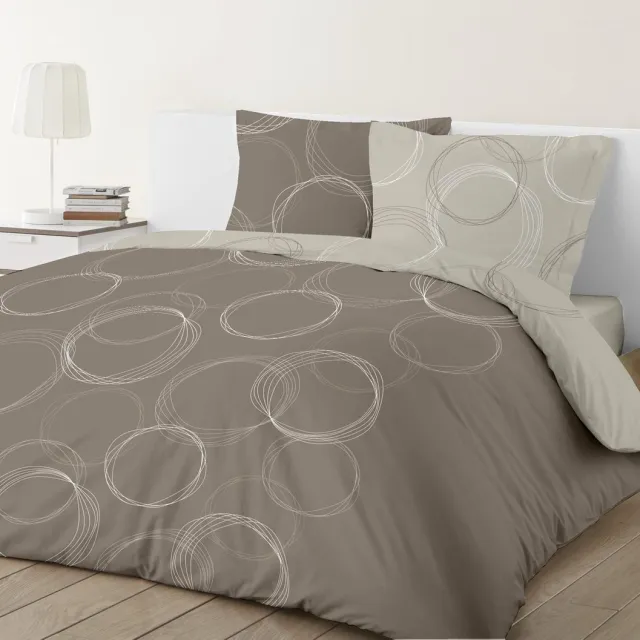 VISION home VISION Lenny - Tweezijdig omkeerbaar Dekbedovertrekset - 100% katoen: zacht en soepel - Dekbedovertrek met 2 bijhorende slopen - Beige - Oekotex gecertificeerd, foto 2