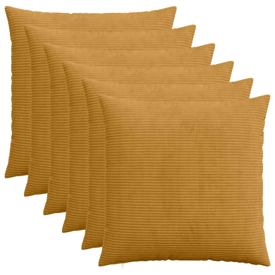 vidaXL Kussensloop 6 st HEERLEN Geel 60 x 60 cm corduroy, foto 3