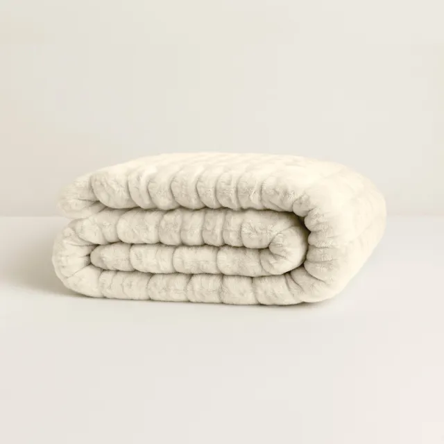 Y-not® Y-NOT - Teddy Dekbed Zonder Overtrek 240x220 - Chunky Rib - All Season - Zacht & Wasbaar - Pearl White Offwhite