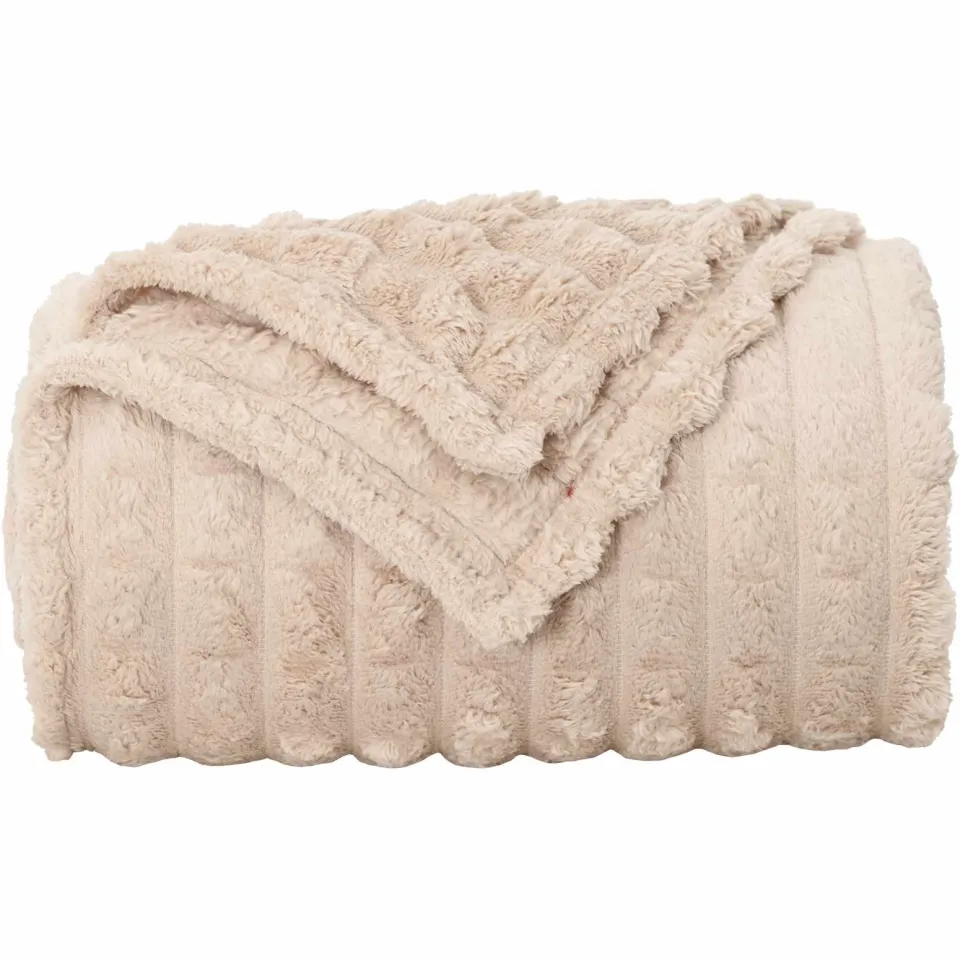 vidaXL Gooi Deken Beige 150 x 130 cm 0,5 kg Fleece, foto 4