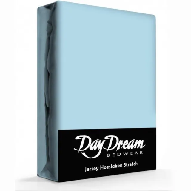 Day Dream Jersey Hoeslaken Ice-Blue-190 x 220 cm Wit