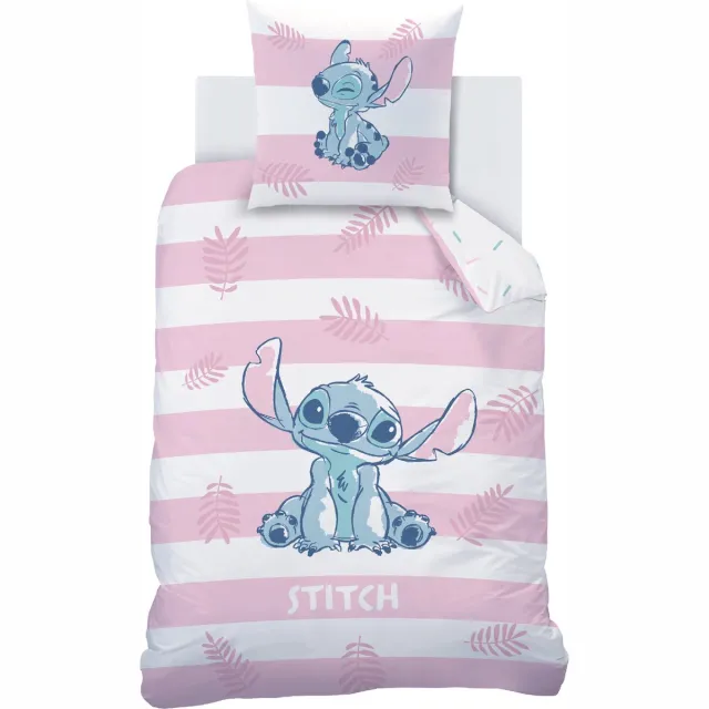Lilo & Stitch Disney Lilo & Stitch Dekbedovertrek Stripes - Eenpersoons - 140 x 200 cm - Katoen Roze