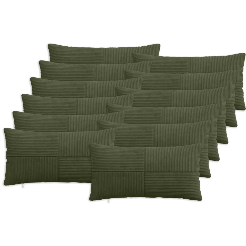 vidaXL Kussensloop 12 st ALMELO Groen 40 x 80 cm corduroy, foto 3