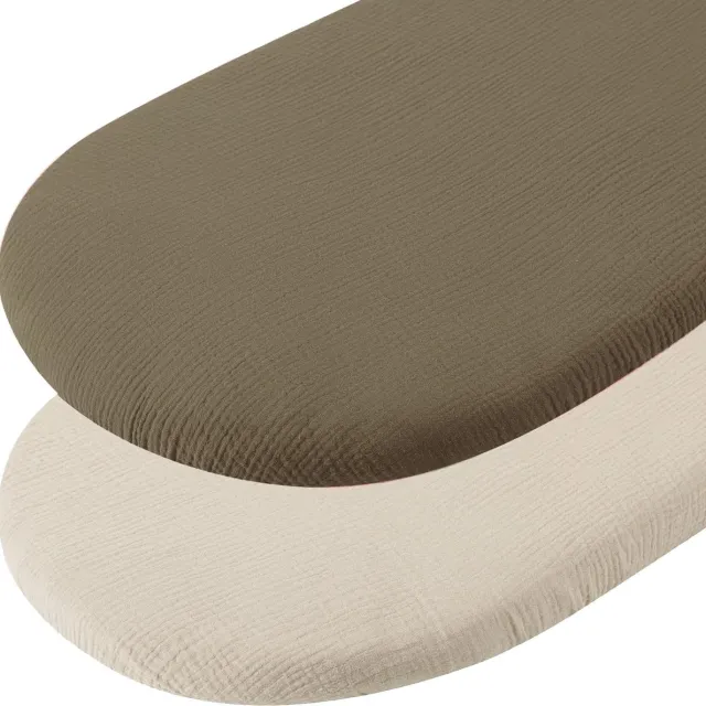 Ibenzoa Hoeslaken Kinderwagen - 70x35cm - Mousseline Katoen olijfgroen