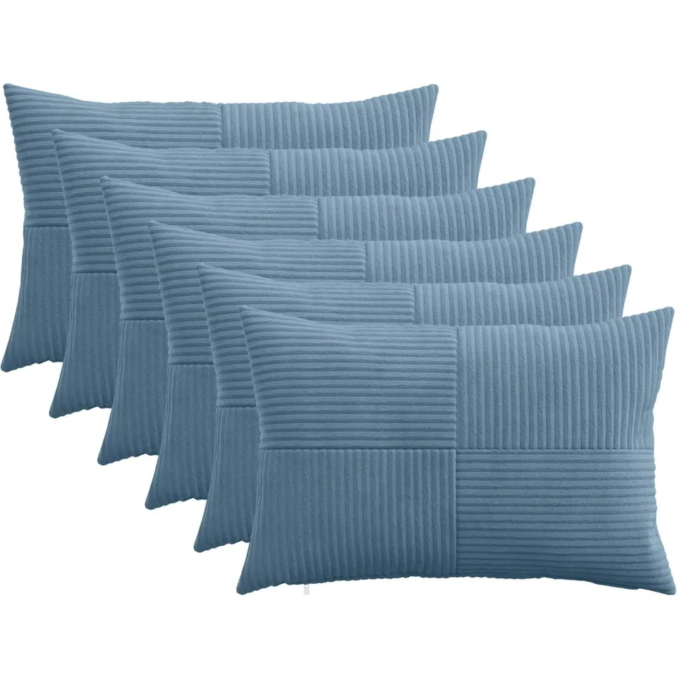 vidaXL Kussensloop 6 st ALMELO Blauw 30 x 50 cm corduroy, foto 3