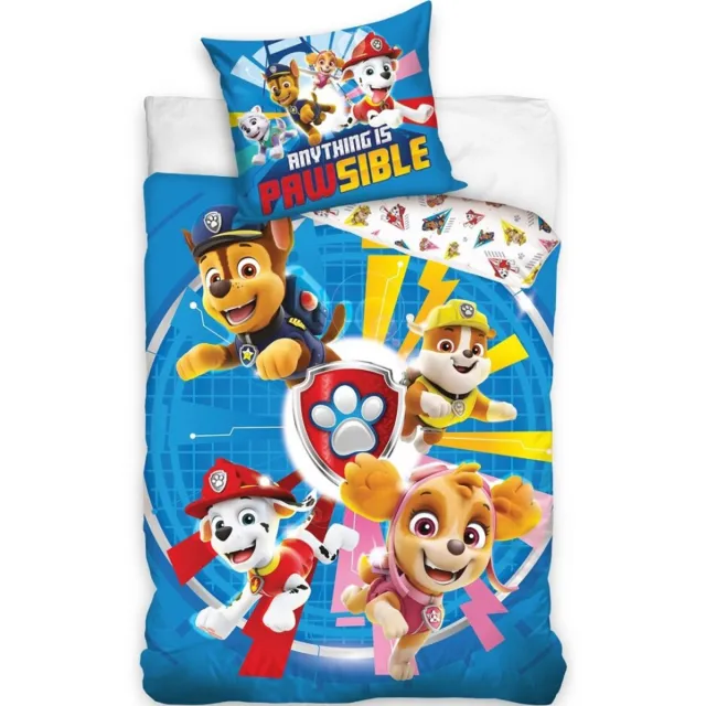 PAW Patrol Dekbedovertrek, Anything is Pawsible - Eenpersoons - 140 x 200 cm - Polykatoen Blauw