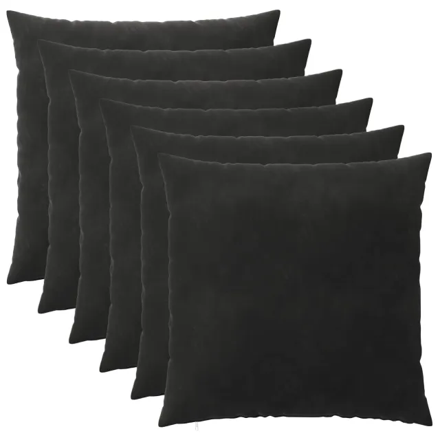 vidaXL Kussensloop 6 st HEERLEN Zwart 55 x 55 cm fluweel