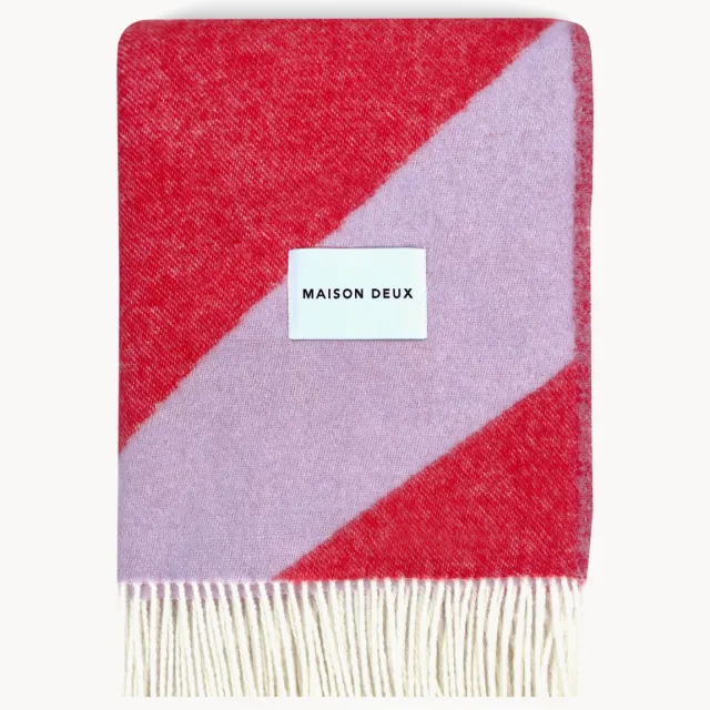 Maison Deux Wollen plaid Swirl Paars, Rood